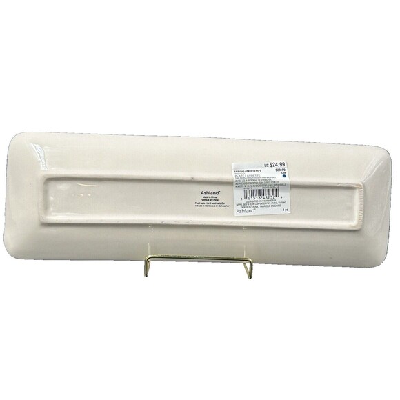 Ashland Indigo Rectangular Blue and White Ceramic Platter 14 Inches Long - Picture 3 of 9